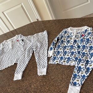 Roller Rabbit (2) SETS W/ INITIALS Blue White Monkey/Heart set Pajama Set-12/18